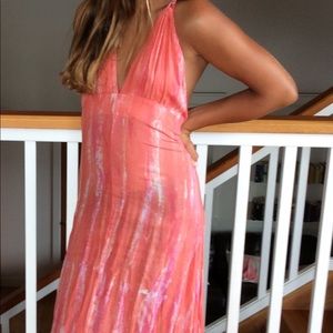 Long dress open back tie around the neck